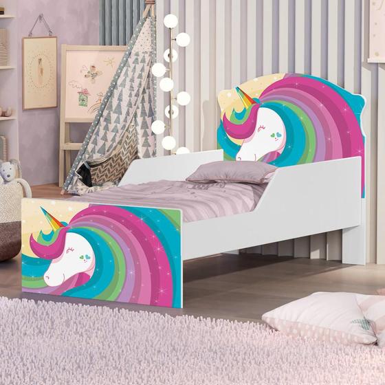 Imagem de Mini Cama Unicórnio Arco Íris Com Colchão