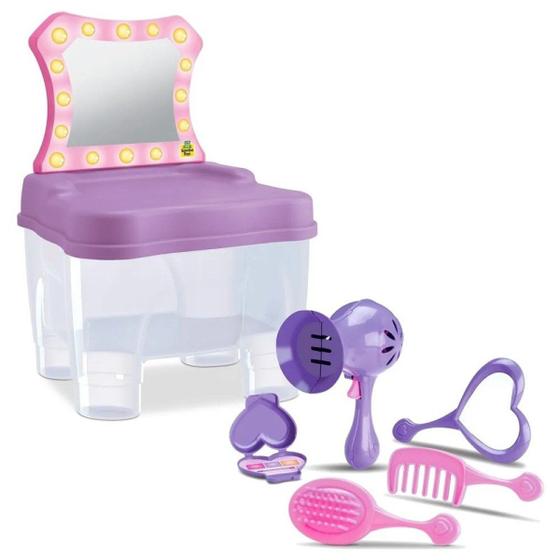 Imagem de Mini Camarim Menina Com Secador Escova Espelho Samba Toys