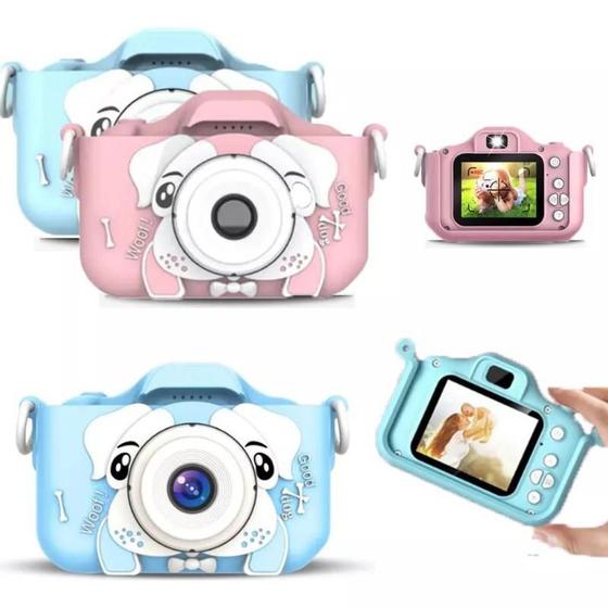Imagem de Mini-câmera digital de 2 polegadas com tela HD recarregável para crianças Brinquedos fotográficos fofos cor Rosa