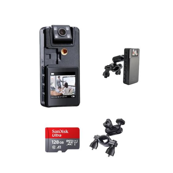 Imagem de  Mini Câmera Espiã Camuflada Tela Display 128gb Com Suporte