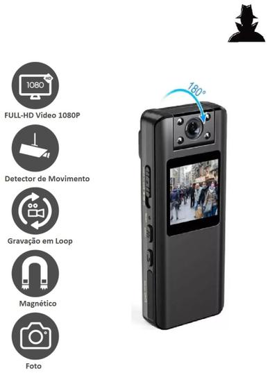 Imagem de Mini Câmera Policia Body Segurança Corpo Full HD 1296p USB