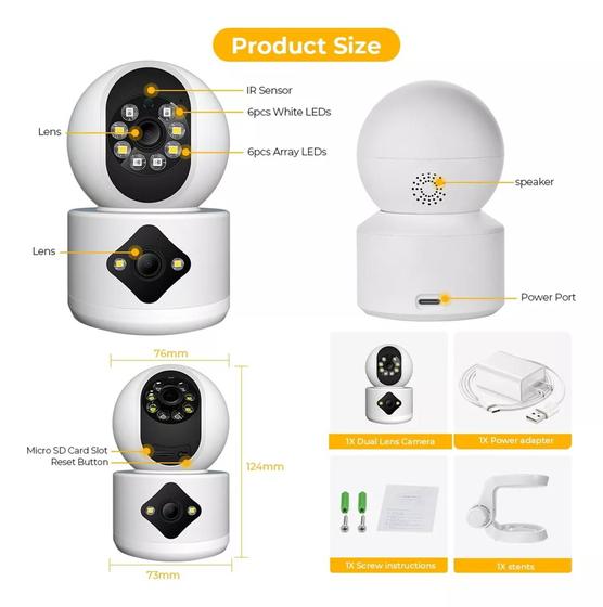 Imagem de Mini Câmera Robô Ip Wifi 4mp Áudio Rastro Duas Lentes Onvif