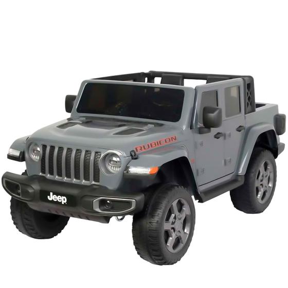 Imagem de Mini Caminhonete Carro Elétrico Infantil Jeep Gladiator Rubicon Bateria 12V Cinza Importway Bw-272Cz