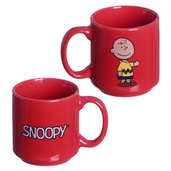 Imagem de Mini Caneca Charlie Brown Snoopy Empilhável Cerâmica Vermelha 100ML Oficial Peanuts - Zona Criativa