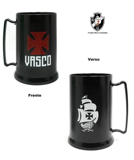 Imagem de Mini Caneca com Gel Congelante Preta Oficial 300ml Cruz Malta Vasco