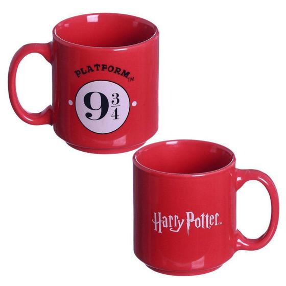 Imagem de Mini Caneca Harry Potter Plataforma 9 3/4 Empilhá Cerâmica Vermelha 100ML Oficial WB - Zona Criativa