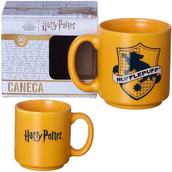 Imagem de Mini Caneca Lufa-Lufa Hufflepuff Empilhável Cerâmica Casa Amarela Hogwarts 100ML Oficial Harry Potter