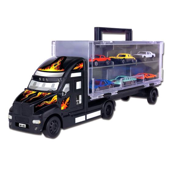 Imagem de Mini Carreta Com 6 Carrinhos Miniatura Infantil - Braskit