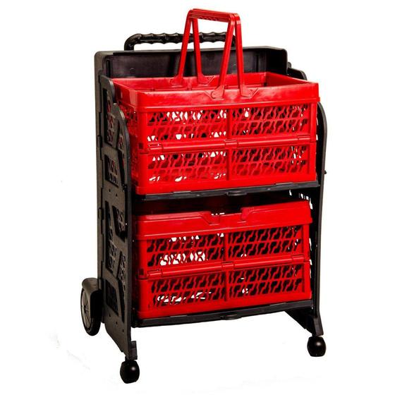 Mini Carrinho de Compras com Organizadores Cinza e Vermelho - Cobrirel Menor preço em Mini Carrinho de Compras com Organizadores Cinza e Vermelho - Cobrirel