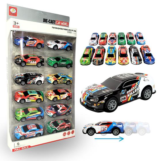 Imagem de Mini Carrinhos Kit 12 Carros Compatível Fricção Hotwheels