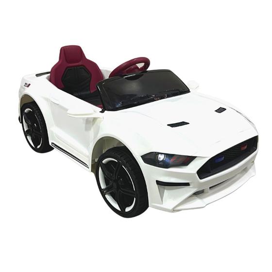 Imagem de Mini Carro Elétrico Infantil 6V Luz Som Usb Buzina Bateria Controle Remoto Branco Brinqway Bw240