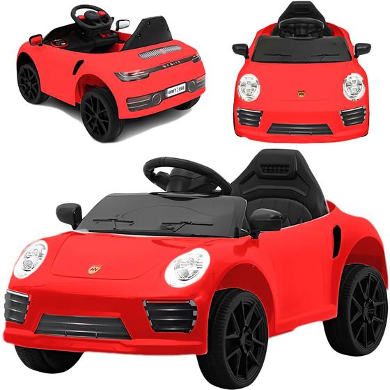 Imagem de Mini Carro Elétrico Infantil Porsche 12v Controle Vermelho - Bang Toys