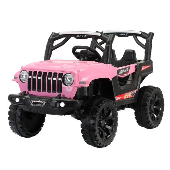 Imagem de Mini Carro Elétrico Jipe Motorizado Rosa Som Mp3 Luz Led