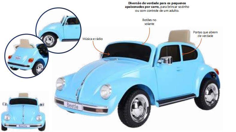 Imagem de Mini Carro Elétrico VW Beetle 12v Azul