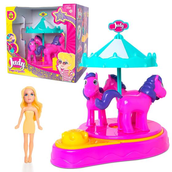 Imagem de Mini Carrossel Parque De Diversões Com Boneca Judy Para Meninas - Samba Toys
