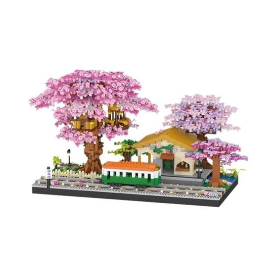 Imagem de Mini Casa de Boneca Sakura Romântica - Blocos de Construção com Luzes LED - Presente