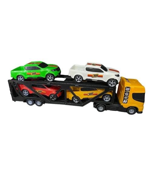 Imagem de Mini Cegonheiro com  4 Carros - Amarelo - 485 BSTOYS