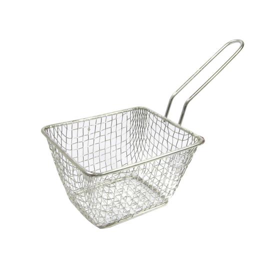 Imagem de Mini cesta de inox com alça para servir porções batata frita
