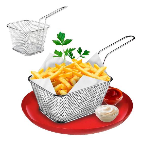 Mini Cesto P/ Fritura Fritadeira Peneira Reforçado Porções Menor preço em Mini Cesto P/ Fritura Fritadeira Peneira Reforçado Porções