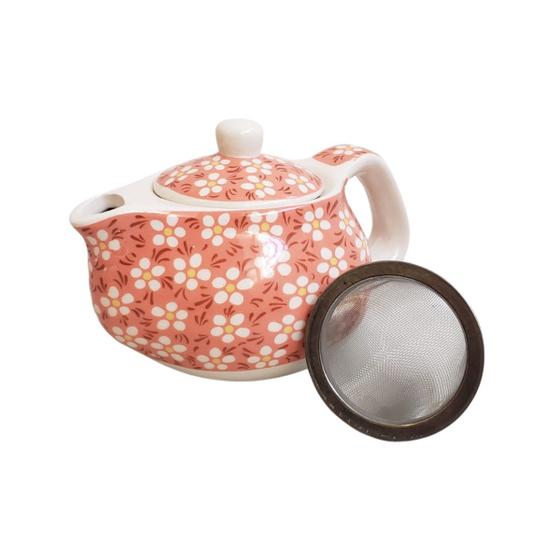 Imagem de Mini Chaleira Bule de Chá Porcelana com Infusor Inox 250ml