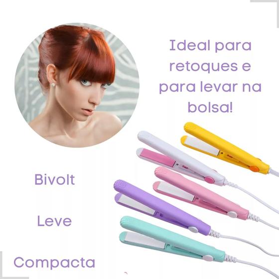 Imagem de Mini Chapinha Prancha De Bolsa Portátil Cabelo Bivolt varias cores