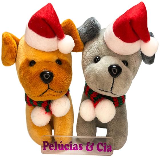 Imagem de Mini Chaveiros Cachorro Bull Noel De Pelúcia 12cm - Jg04pçs