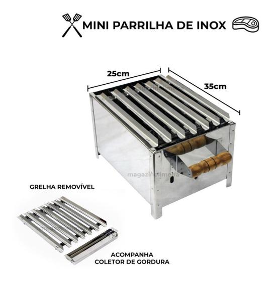 Mini Churrasqueira Parrilha Em Inox Portátil Menor preço em Mini Churrasqueira Parrilha Em Inox Portátil