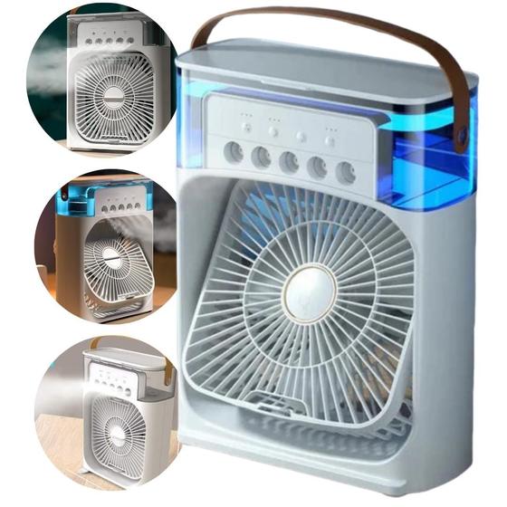 Imagem de Mini climatizador ar frio ventilador umidificador ar condicionado portátil 3 velocidades com led