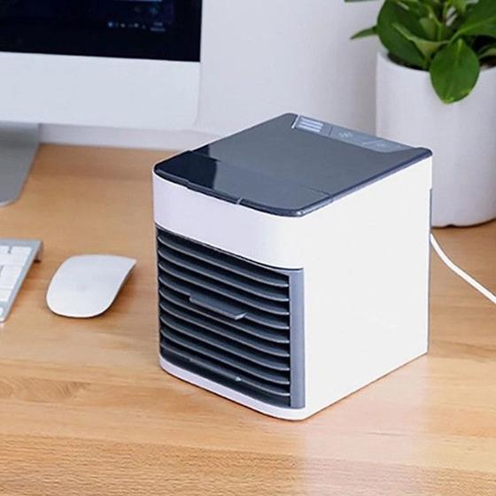 Mini Climatizador Umidificador Ar Condicionado Cooler Luz Led Menor preço em Mini Climatizador Umidificador Ar Condicionado Cooler Luz Led