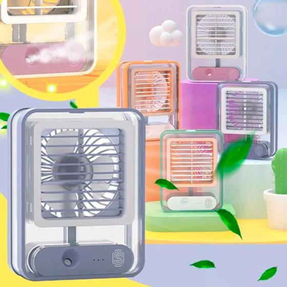Imagem de Mini Climatizador Umidificador Mesa Ventilador Recarregável