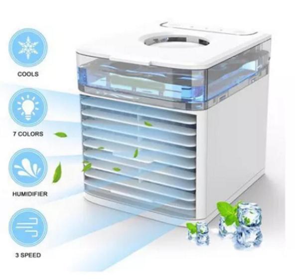 Imagem de Mini Climatizador Ventilador Ar Agua Cooler 3 Veloc. Com Led