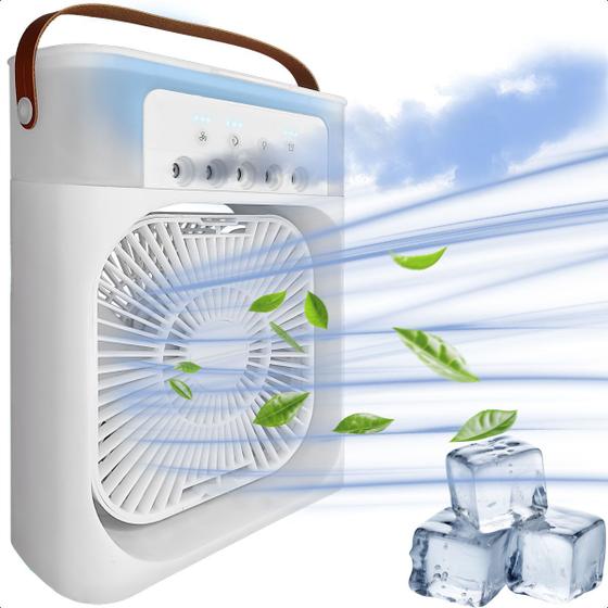 Imagem de Mini Climatizador Ventilador Circulador De Ar Portátil Bivolt Humidificador Com Luz Led