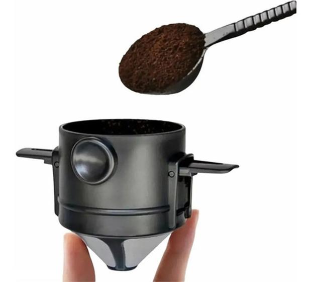 Imagem de Mini Coador Café Em Aço Inox Reutilizável Monodose Filtro Coisaria