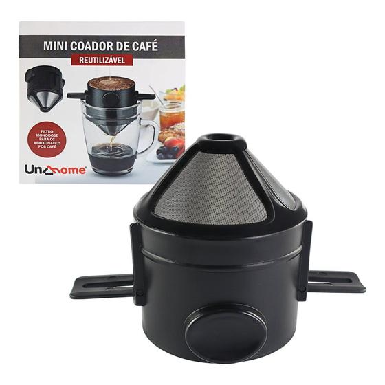 Imagem de Mini Coador de Café Inox Reutilizável Individual Portátil Abas Filtro Malha p/ Cozinha Café Chá Xícaras Canecas Copos Mesa Posta Café da Manhã