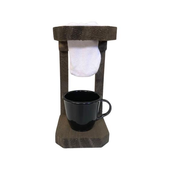 Imagem de Mini Coador De Madeira Pinos Com Xícara De Acrílico 85 Ml