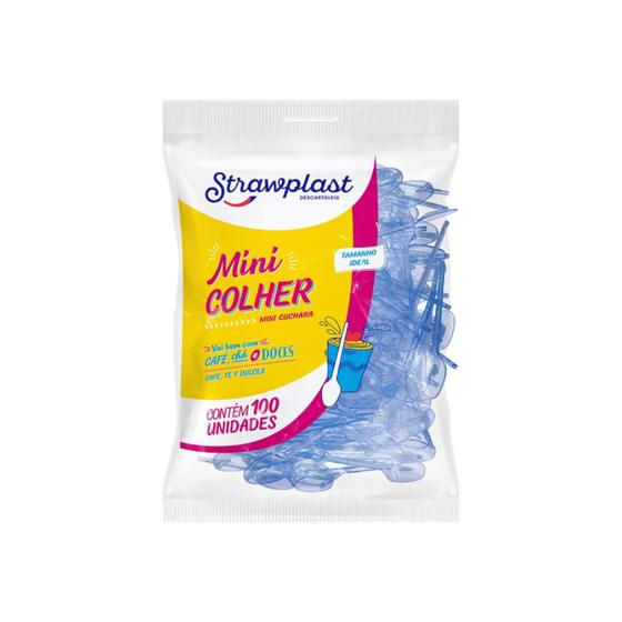 Imagem de Mini Colher Azul Neon 100 Un - Strawplast