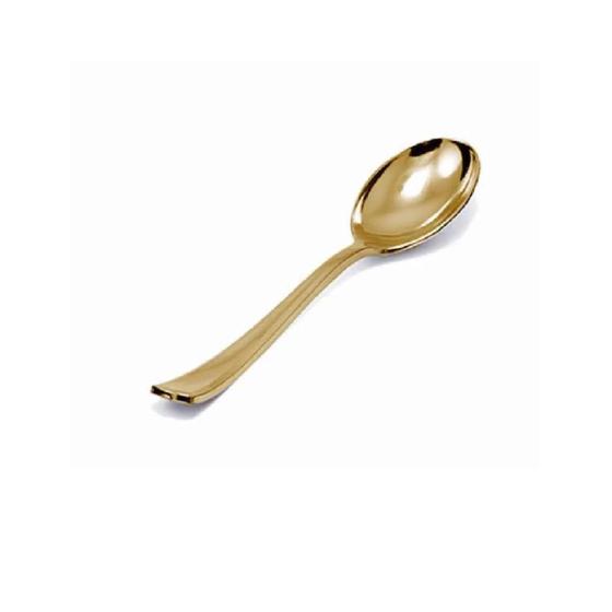 Imagem de Mini Colher Sobremesa Linha Dourado Pascoa Bolo Pote 10 Cm - 20 Un