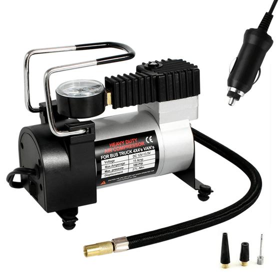 Imagem de Mini Compressor Ar Automotivo 12v Com 150 PSI Super Compacto Com Três Bico - LE975