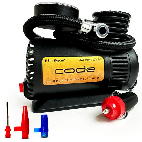 Imagem de Mini Compressor Ar Automotivo Portátil Multiuso 12v Techone + 3 Bicos adaptadores