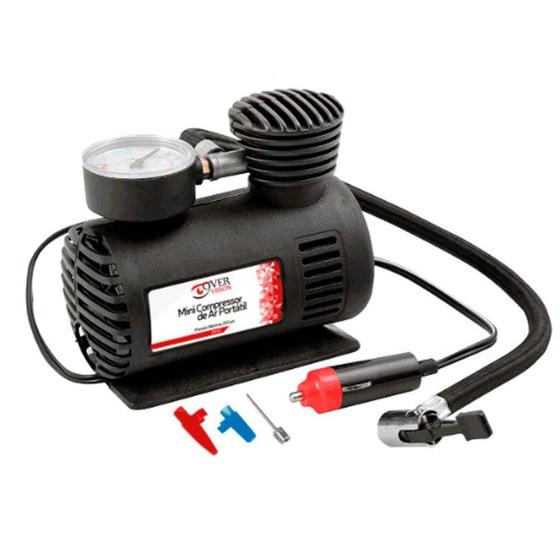 Imagem de Mini Compressor De Ar Automotivo 250psi 12v Preto C/ 3 Bicos - Over Vision