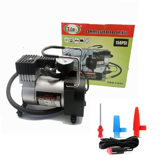 Mini Compressor de Ar Automotivo para pneu e infláveis Portátil veicular 12 volts 150PSI Menor preço em Mini Compressor de Ar Automotivo para pneu e infláveis Portátil veicular 12 volts 150PSI