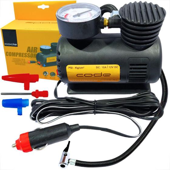 Imagem de Mini compressor de ar portátil tech one 60w 300psi automotivo pneu carro moto bicicleta 12v code