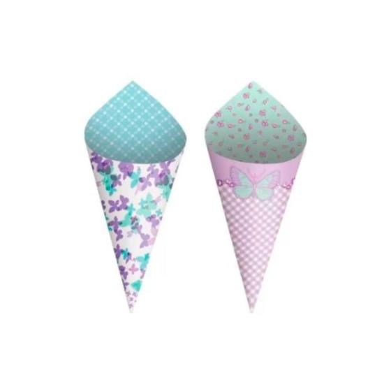 Imagem de Mini Cone Decorativo - Jardim das Borboletas - 24 unidades - Cromus - Rizzo