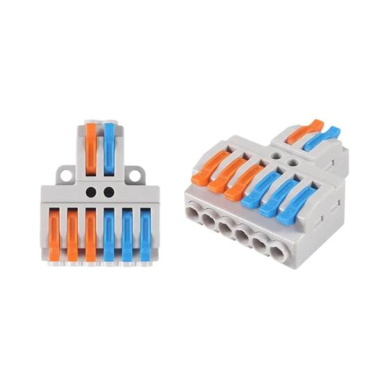 Imagem de Mini Conector de Fio Universal - Bloco Terminal Push-in 2/3 Pinos - Fixação em Furo