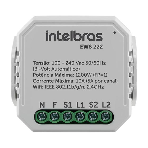 Imagem de Mini Controlador Smart Wi-Fi para 2 Interruptores EWS 222 Intelbras