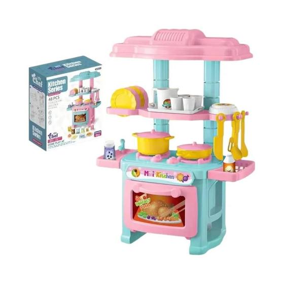 Imagem de Mini Cozinha Infantil para Brincar - Conjunto DIY com Talheres e Comida de Faz de Conta