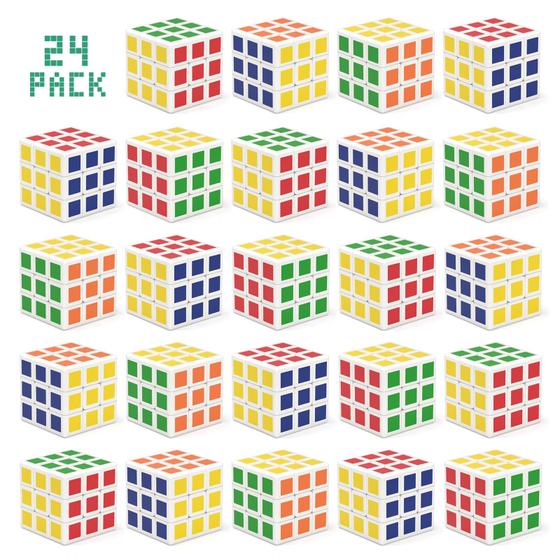 Imagem de Mini Cubo Mágico 3x3x3 Vdealen - Pacote com 24 Unidades para Crianças