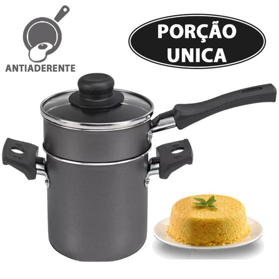 Imagem de Mini Cuscuzeira Antiaderente de Alumínio Com Cabo E Tampa De Vidro Cuscuz 800ml Multiflon