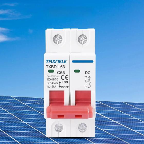 Mini Disjuntor Solar DC 1000V 6A-63A 2P - Interruptor para Sistema Fotovoltaico Imagem de Mini Disjuntor Solar DC 1000V 6A-63A 2P - Interruptor para Sistema Fotovoltaico