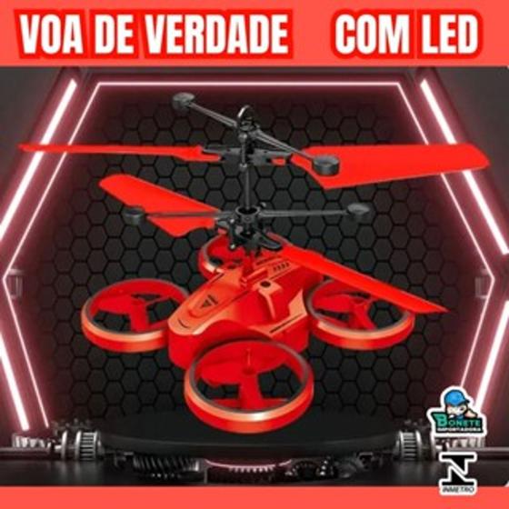 Imagem de Mini Drone Inteligente com Sensor de Indução, Luz LED e Recarregável - Diversão Interativa!